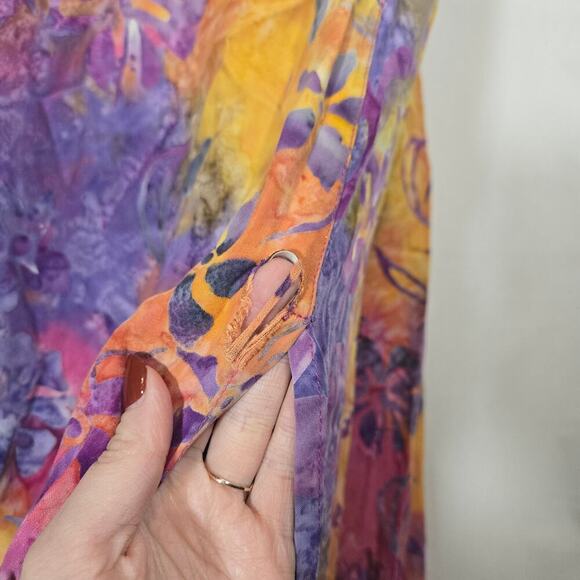 Vtg Tropical Tantrum Tie Dye Slit Maxi Beaded Dress Medium Multicolor Hawaiian - Picture 6 of 10